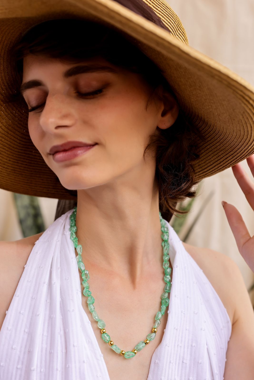 Angoori necklace in 92.5 Sterling Silver with 1 micron Gold plating and semi-precious stones, beaded necklace.