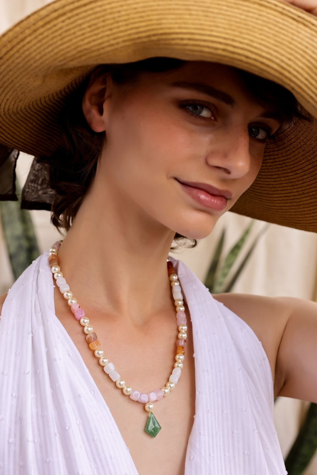 Parichay necklace semi-precious Stones, beaded necklace.