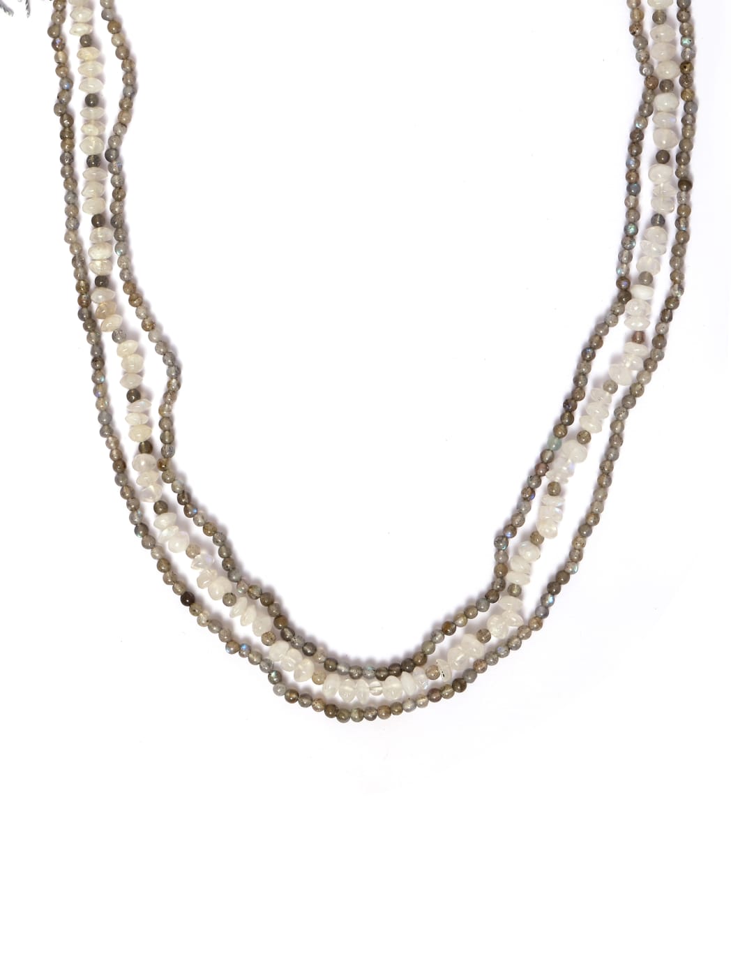 Manimala Beaded Necklace with
Moonstone and Labrodorite in semi-precious Stones.