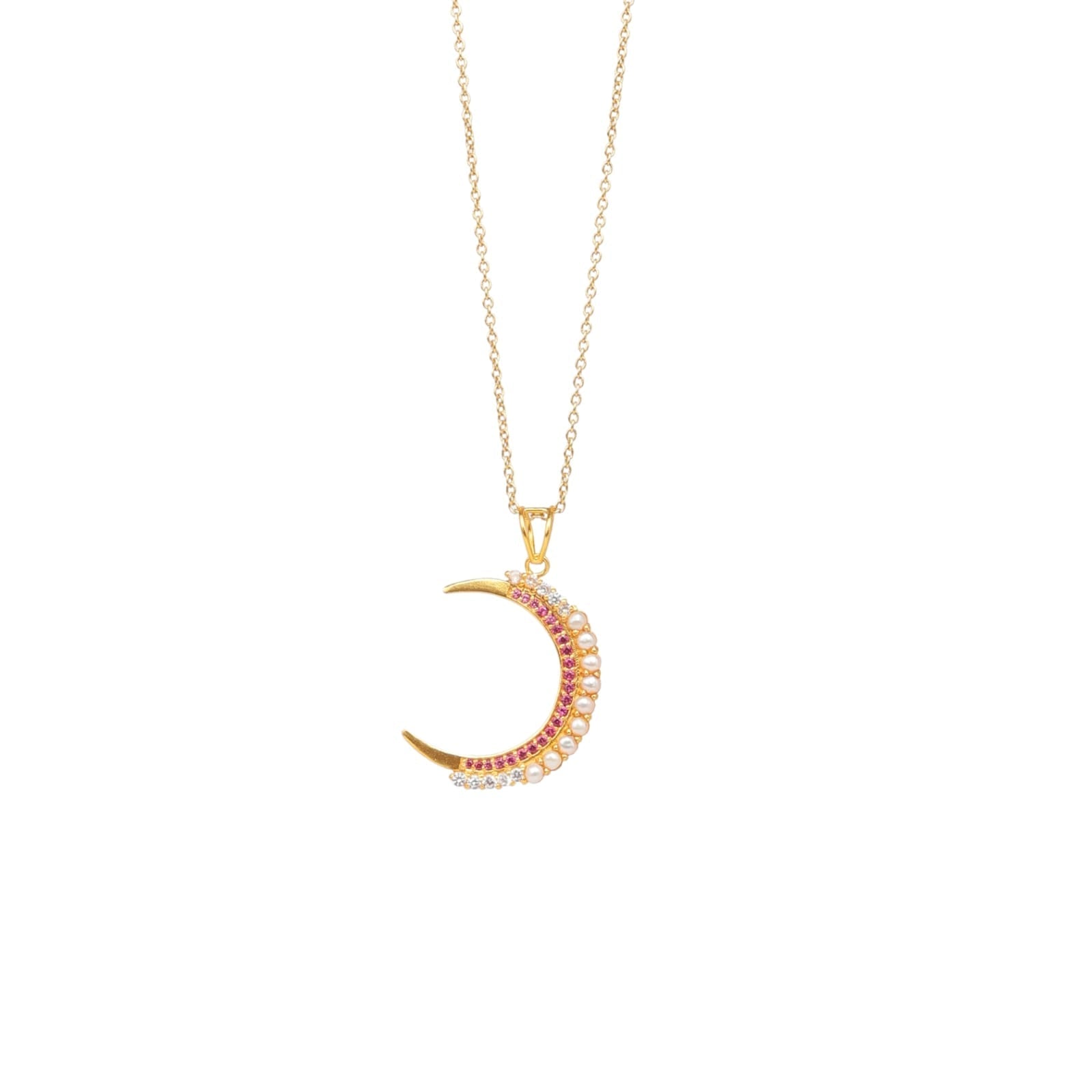 Aaftab Necklace in 92.5 Sterling Silver handcrafted and dipped in 1 micron Gold plating with Pearls in a fine setting.