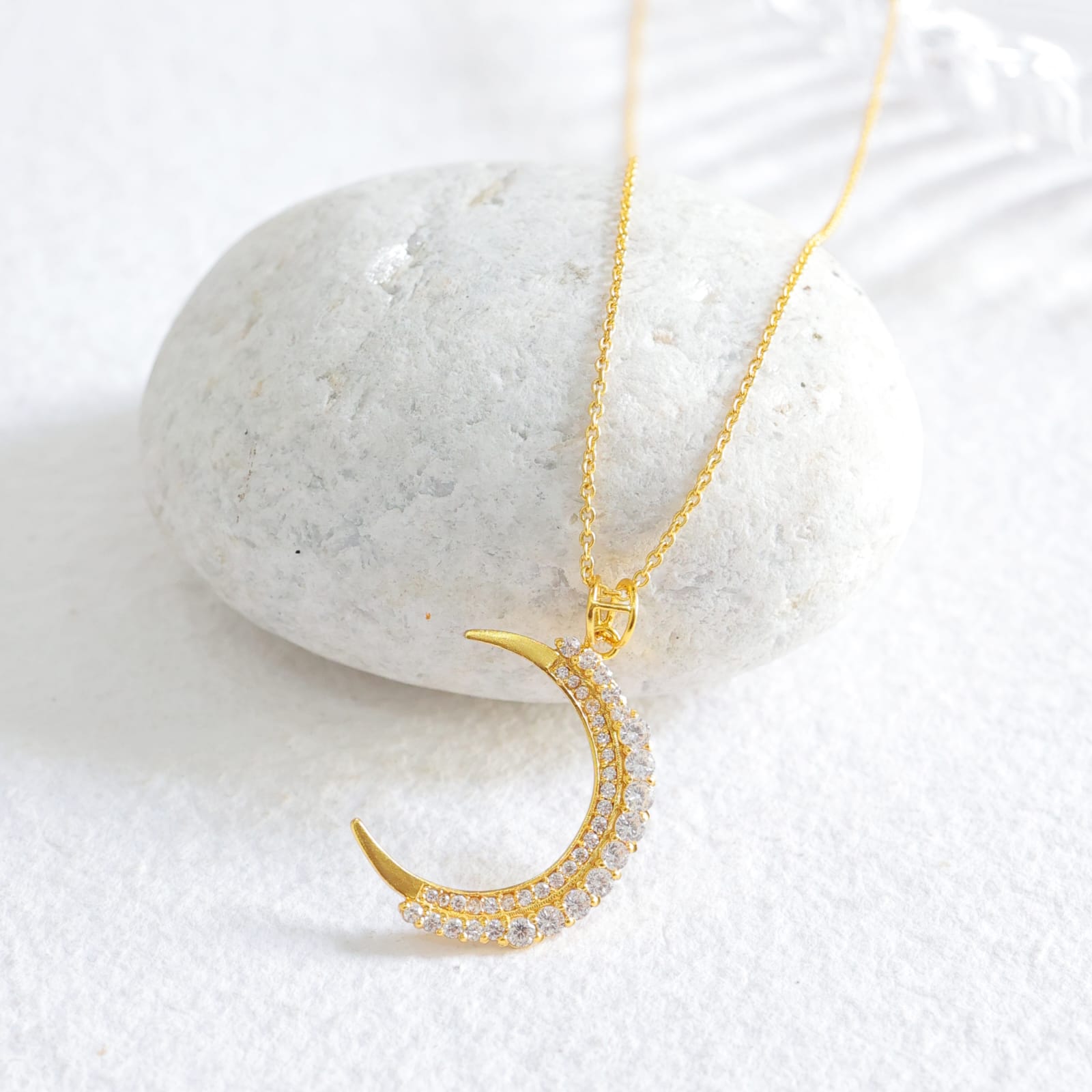 Heer Necklace in 92.5 Sterling Silver handcrafted and dipped in 1 micron Gold in fine setting.