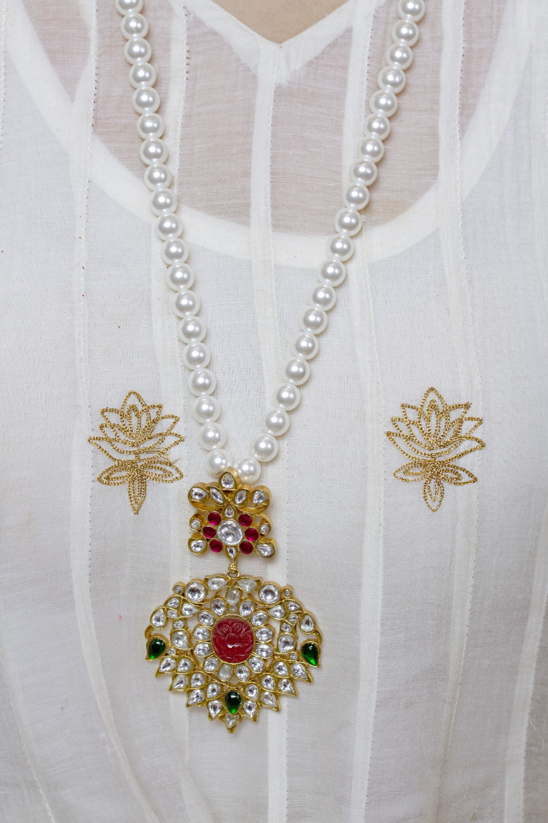 Do tukdi necklace Jadau silver gold plated necklace, with swaroski pearls, and billor Polki.
