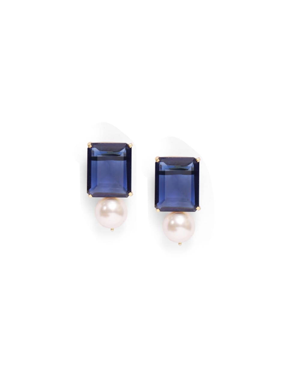 Neela earrings in 92.5 Sterling Silver handcrafted and dipped in 1 micron Gold plating with Pearl Blue Quartz earrings.