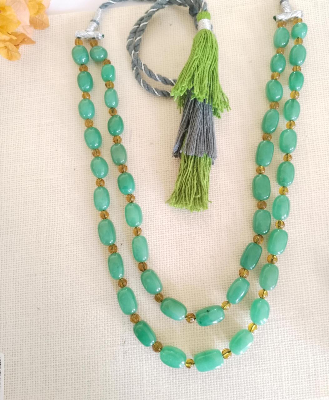 Alia necklace in handcrafted with grapes and Golden Quartz with Tumble-Thread Knotting.