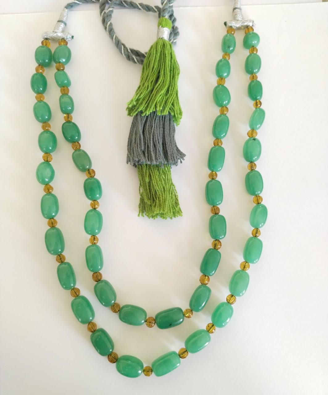 Alia necklace in handcrafted with grapes and Golden Quartz with Tumble-Thread Knotting.