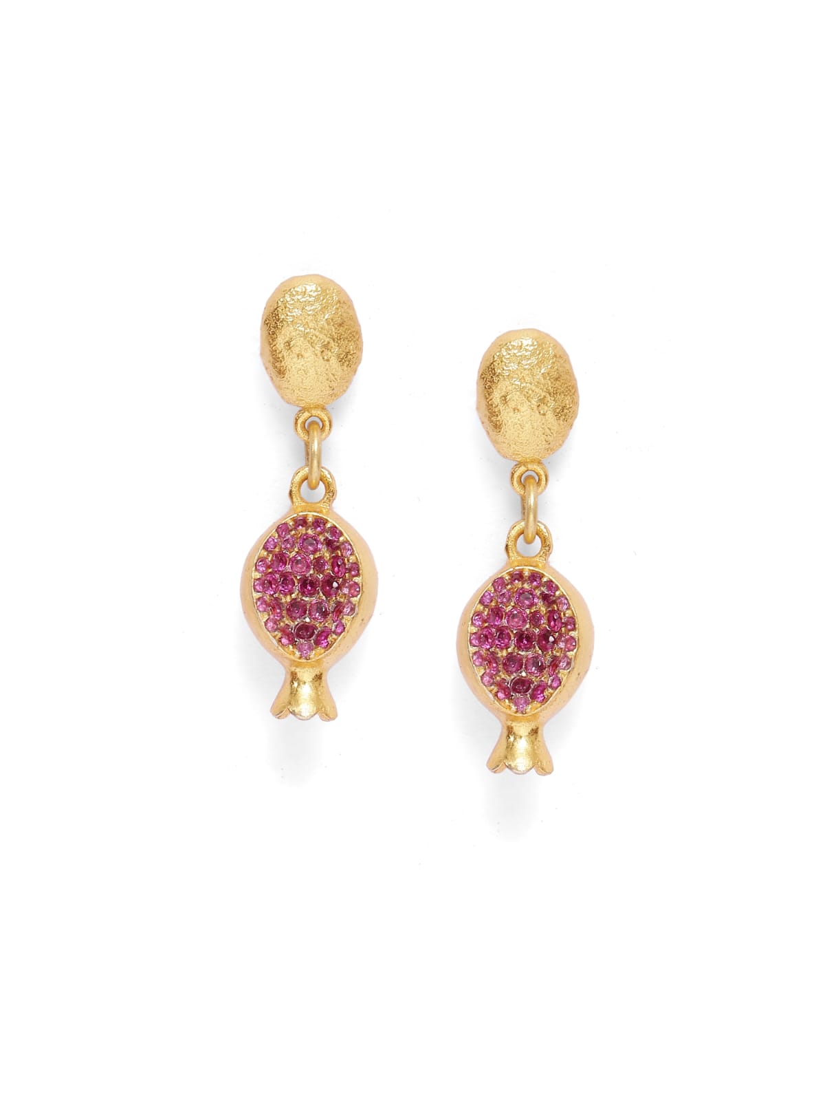 Anaar earrings in 92.5 Sterling Silver handcrafted and dipped in 1 micron Gold plating with Zircon.