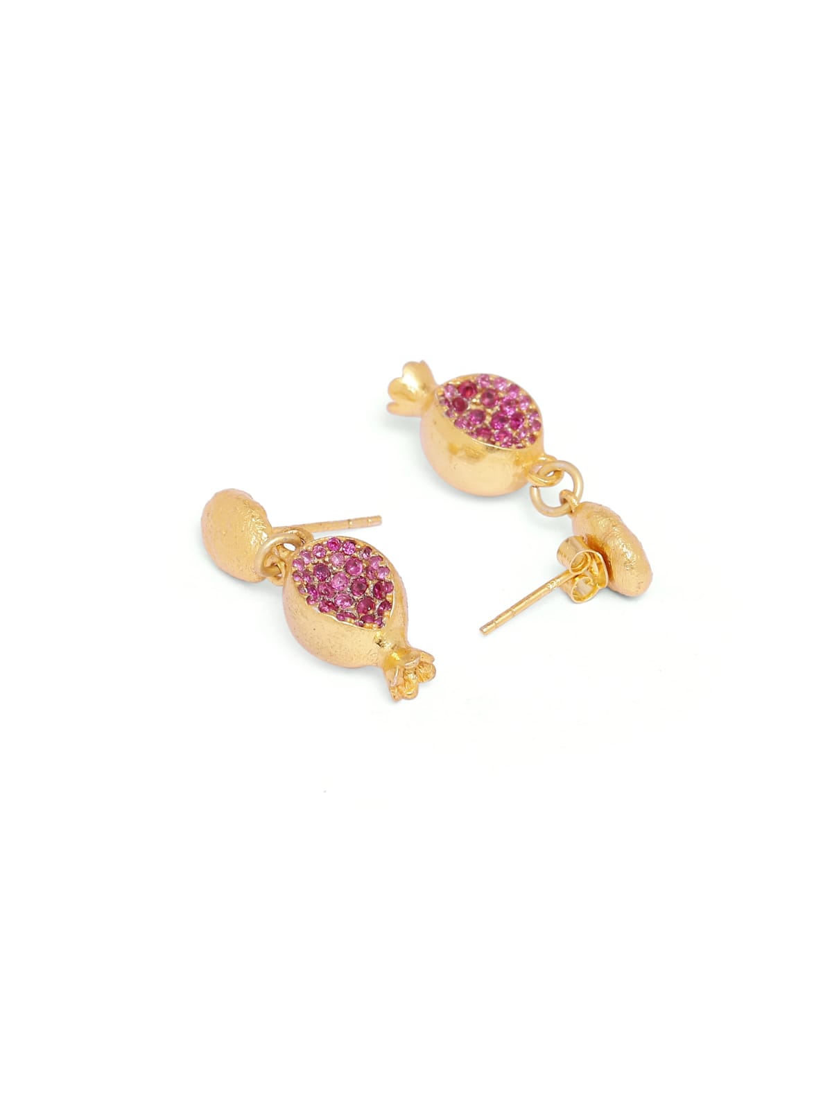 Anaar earrings in 92.5 Sterling Silver handcrafted and dipped in 1 micron Gold plating with Zircon.