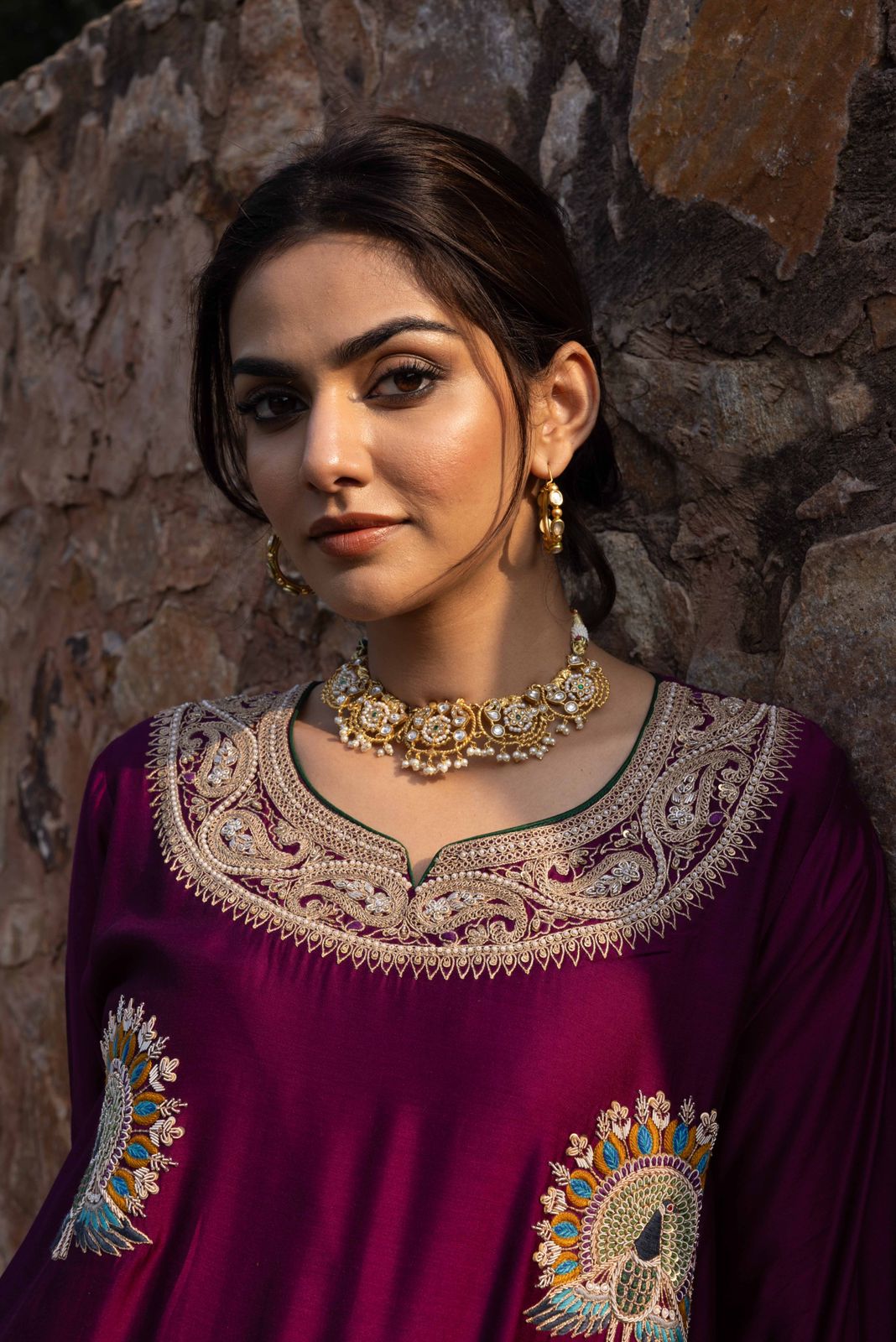 Indra necklace in 92.5 Sterling Silver with 18 karat Gold plating with Billor Polki and pearls in Sarafa closure.