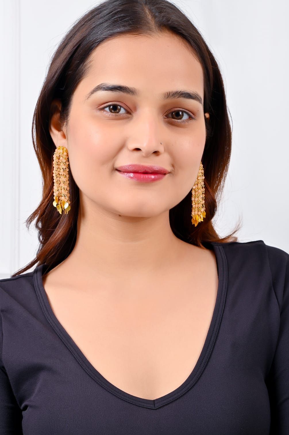 Shower earrings in 92.5 Sterling Silver handcrafted and dipped in 1 micron Gold plating with Quartz beads.