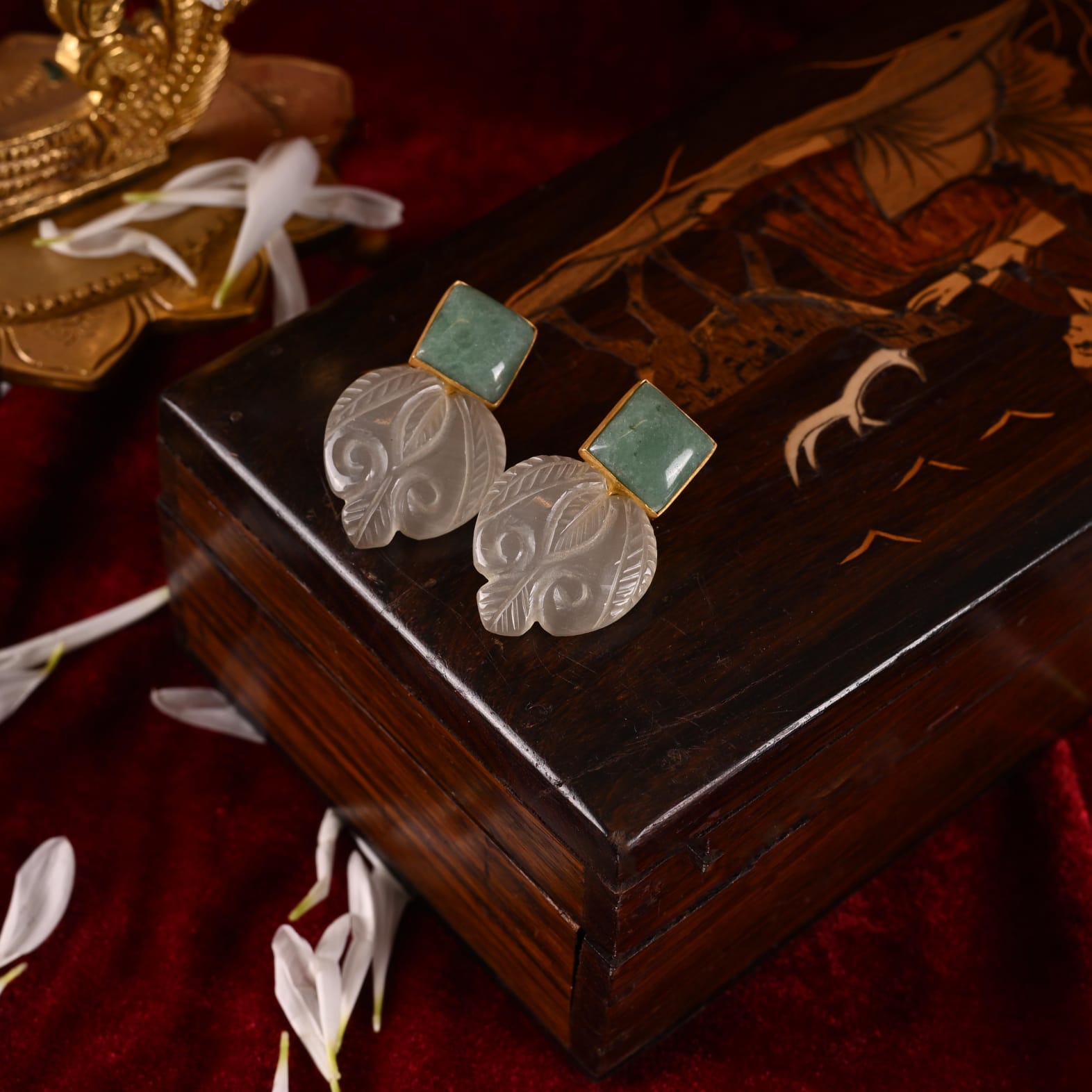 Carved stone earrings