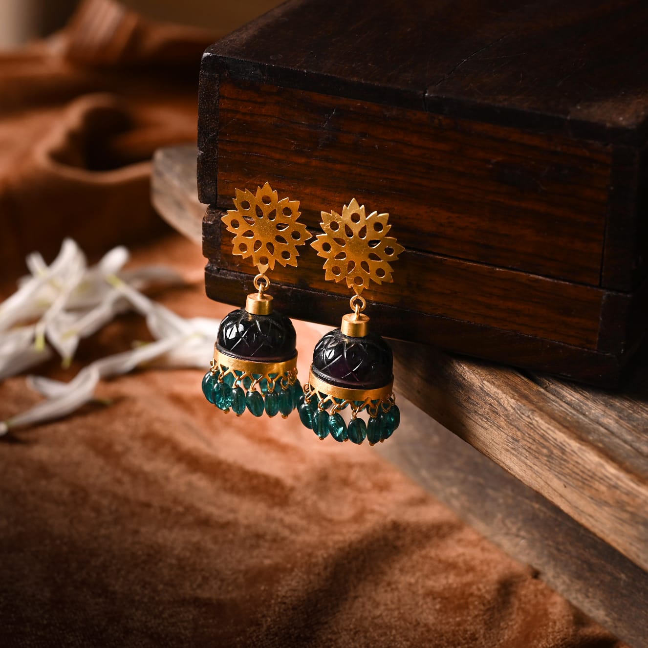 Black Onyx stone jhumka