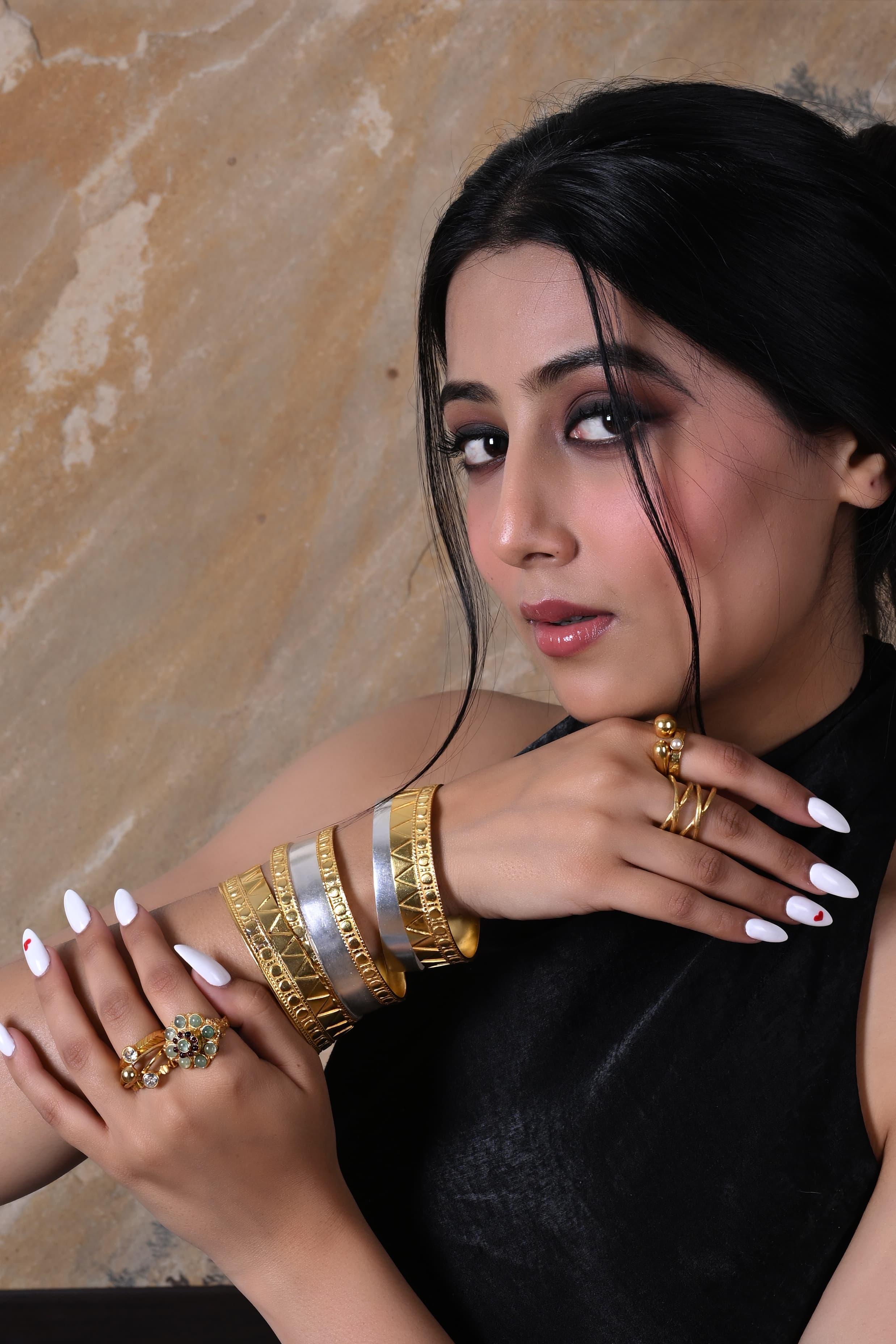 Mallika bangle stack handcrafted in Brass.