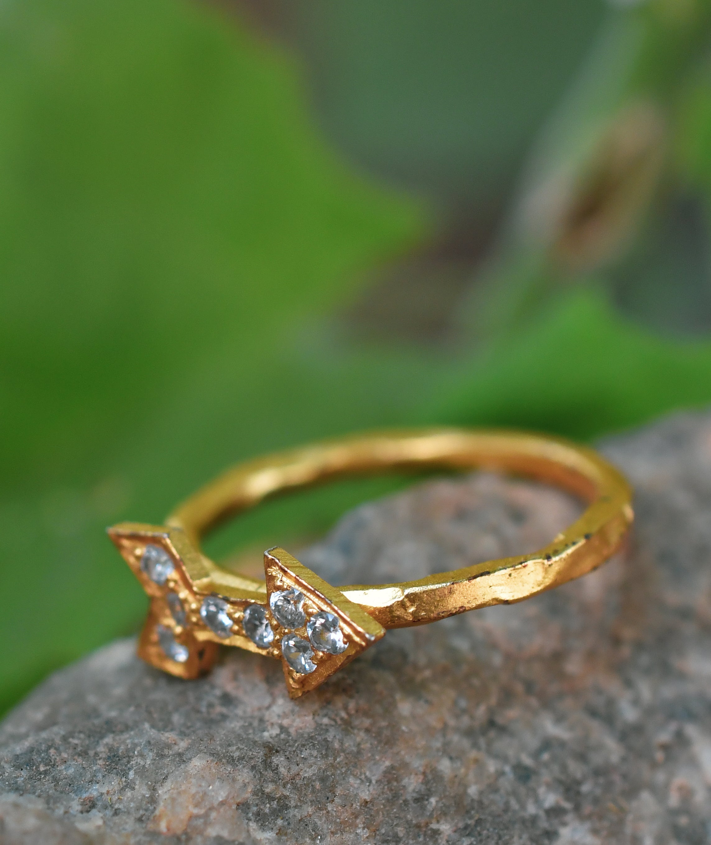 CZ Arrow Stack Silver Ring