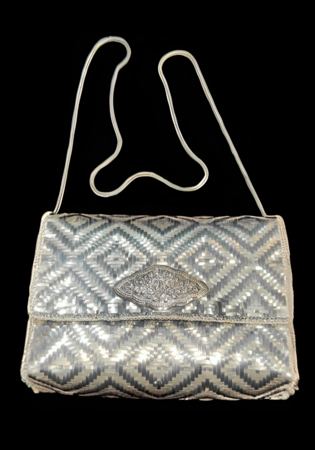 Memsaheb Handbag (medium) in 92.5 Sterling Silver, antique handcrafted clutch bag.