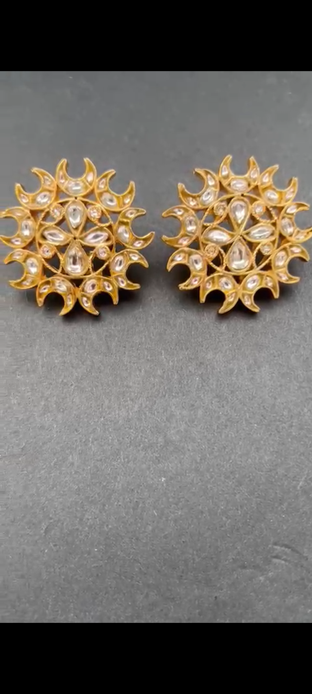 Jadau karna phool earrings, Billor polki, Sterling silver, 1 micron gold plating.