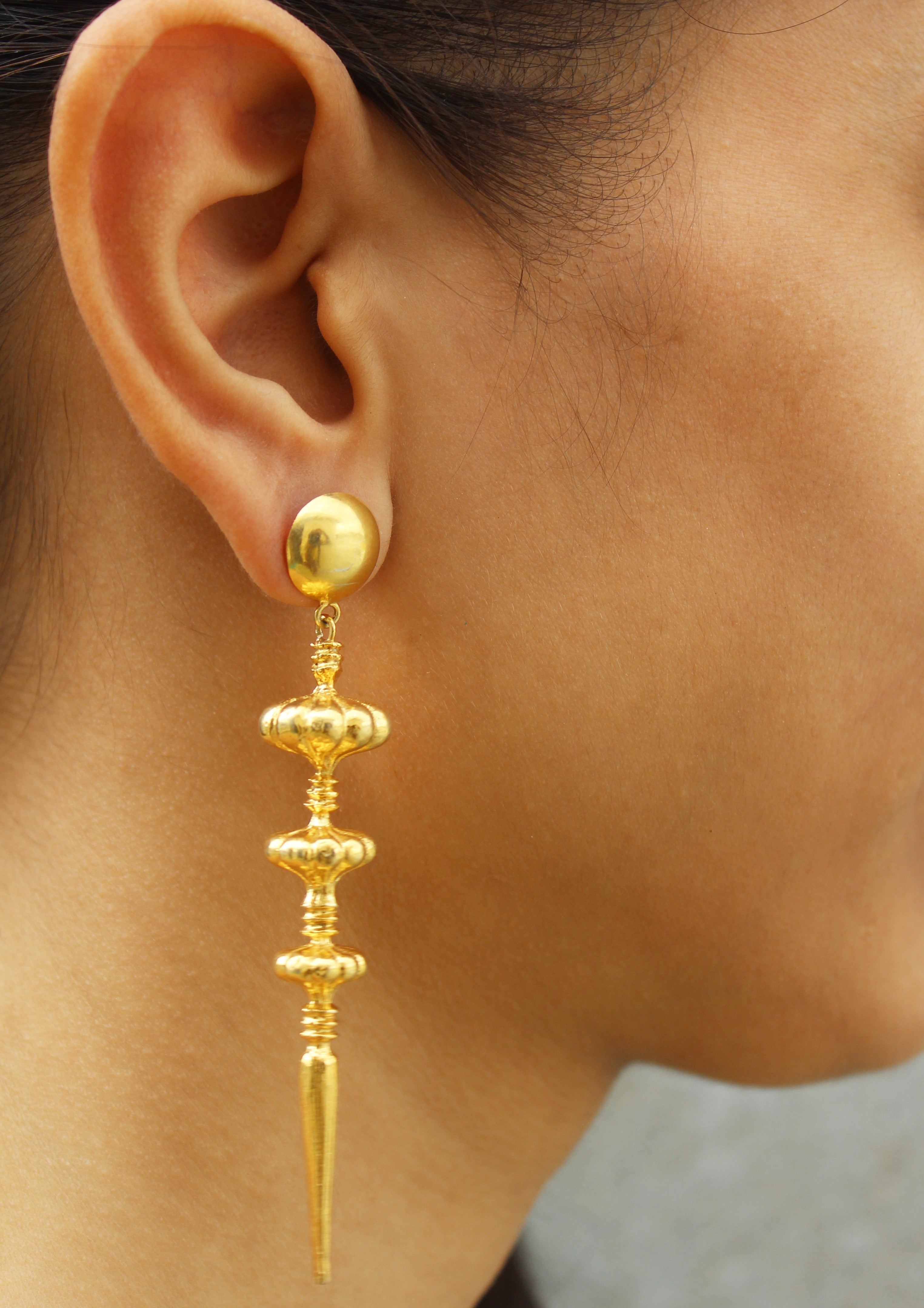 Gold Filled Spike Long Earrings