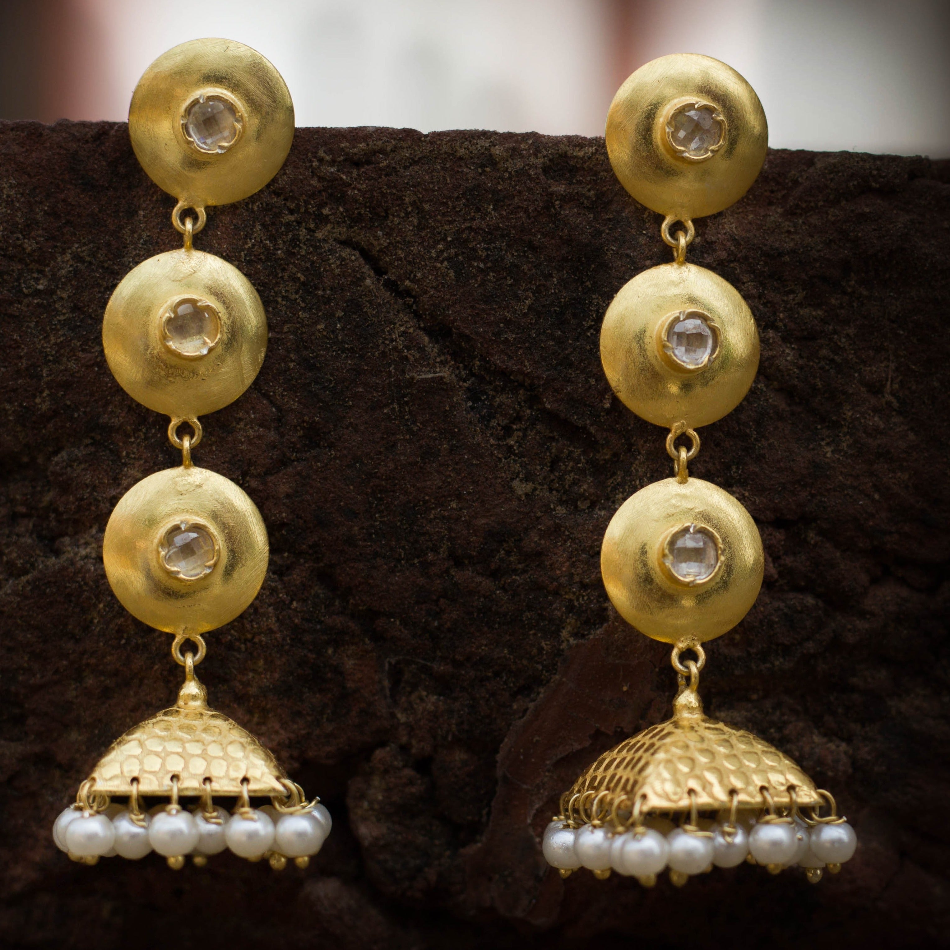 Yellow Vermeil Silver Long Earrings Gemstone Jewelry