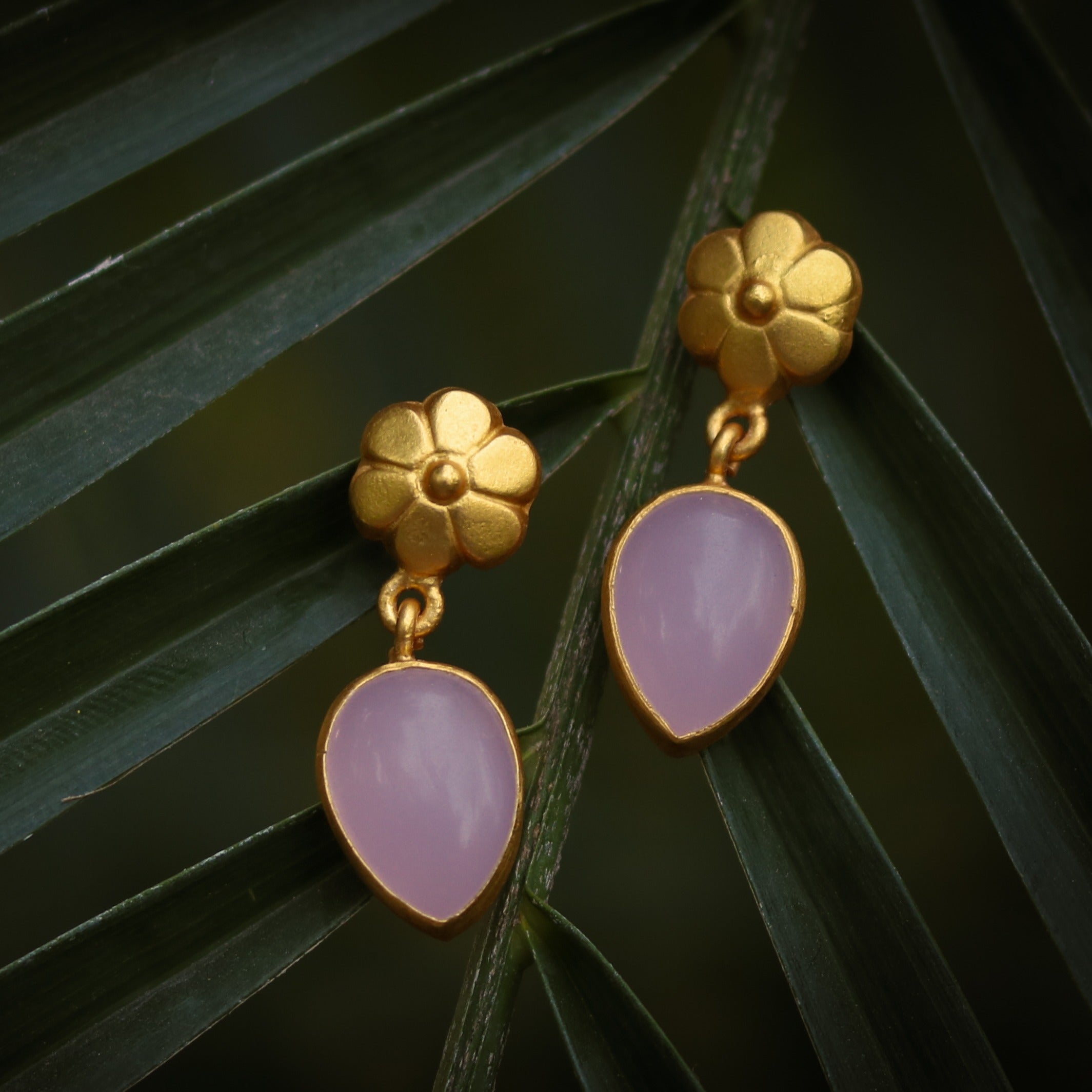 Pink Chalcedony Gold Filled Earrings