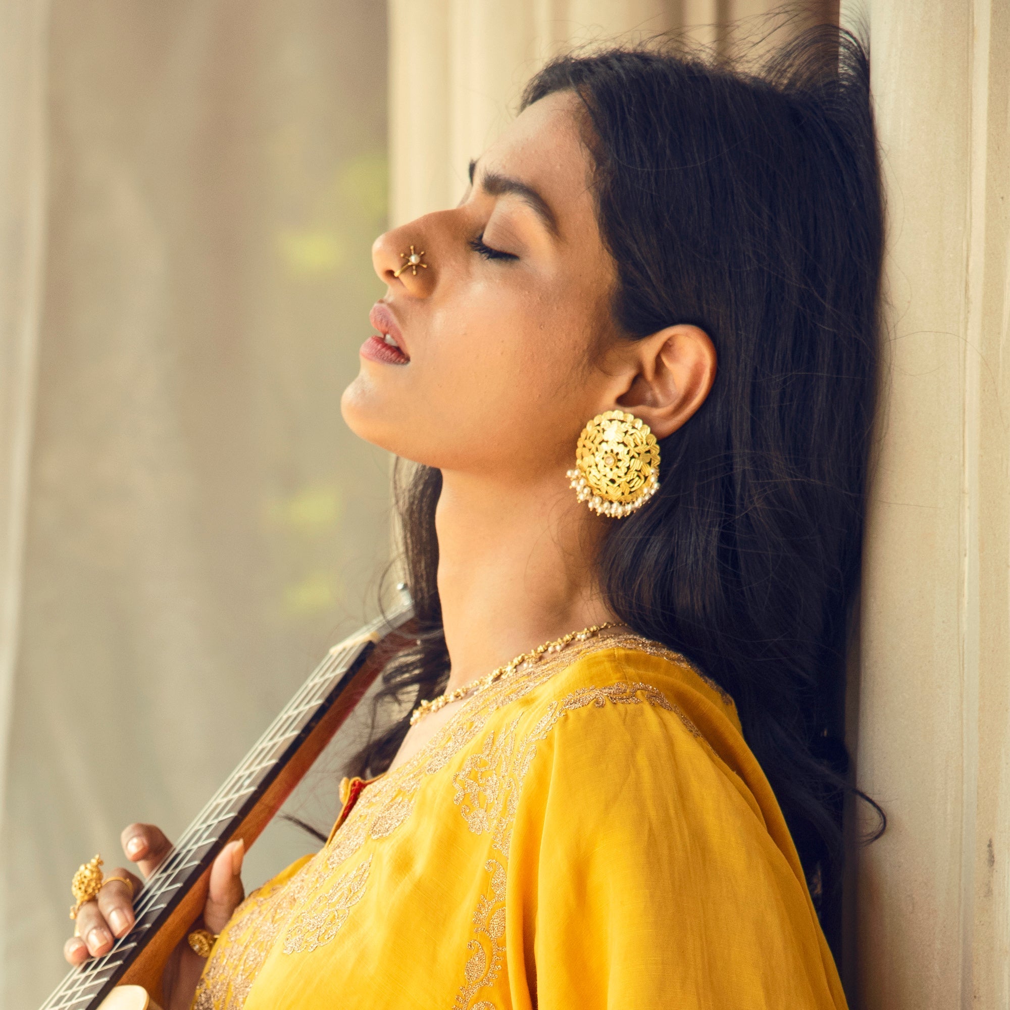 Over Sized Designer Stud Earrings, Pearl Nose Pin