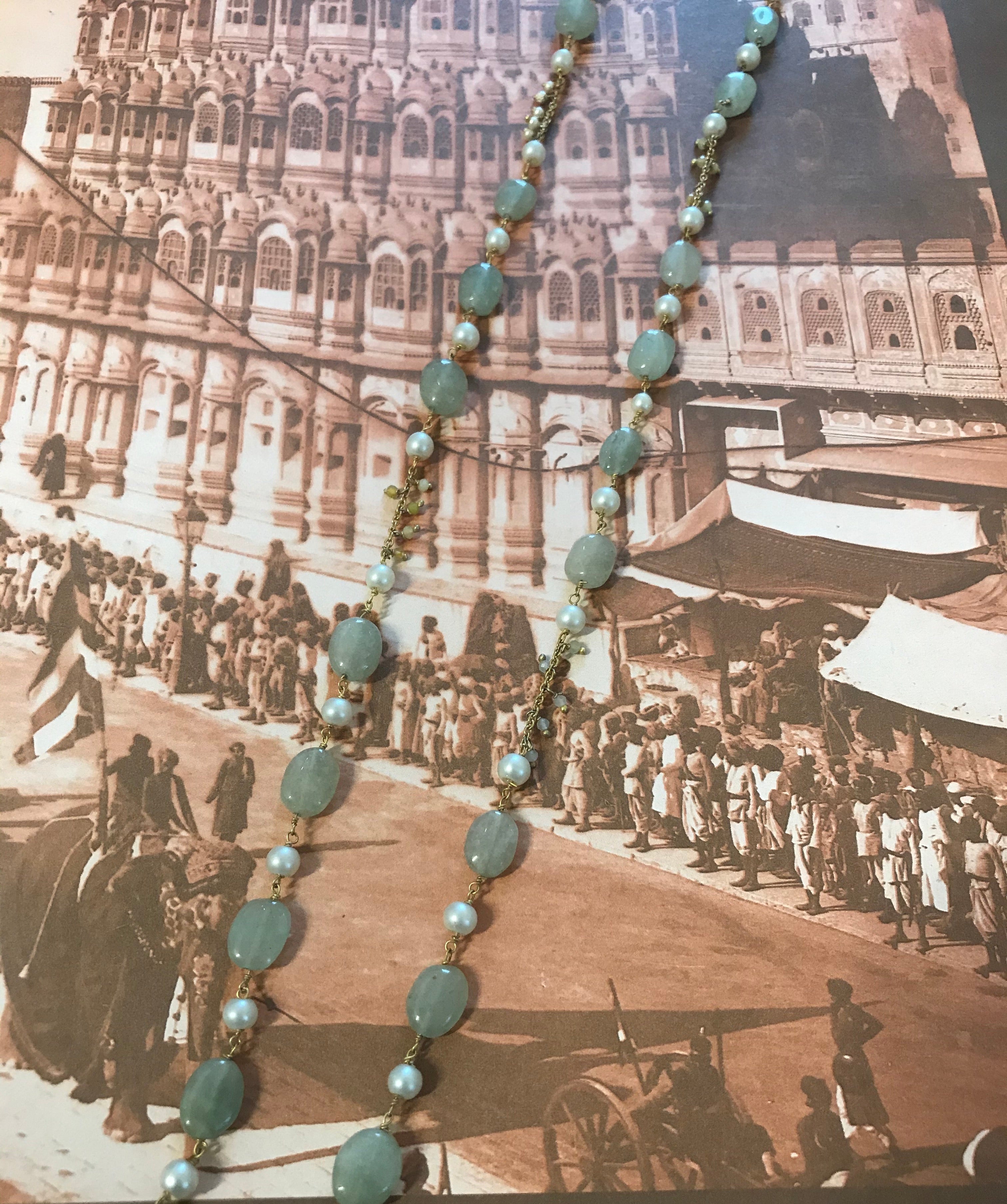 Necklace grapes aventurine & pearls