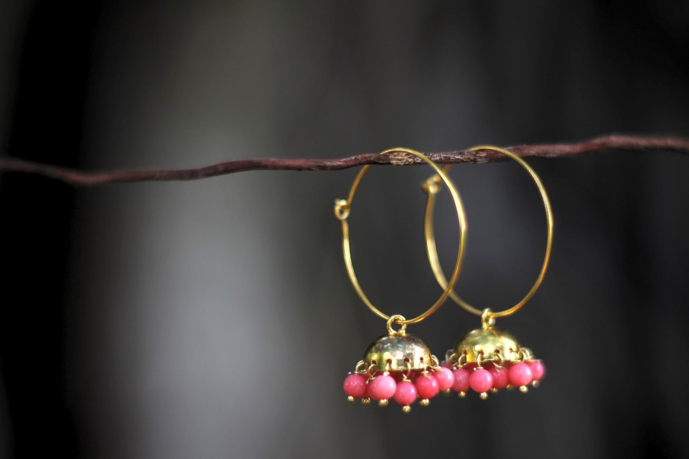 Jhumki with pink coral