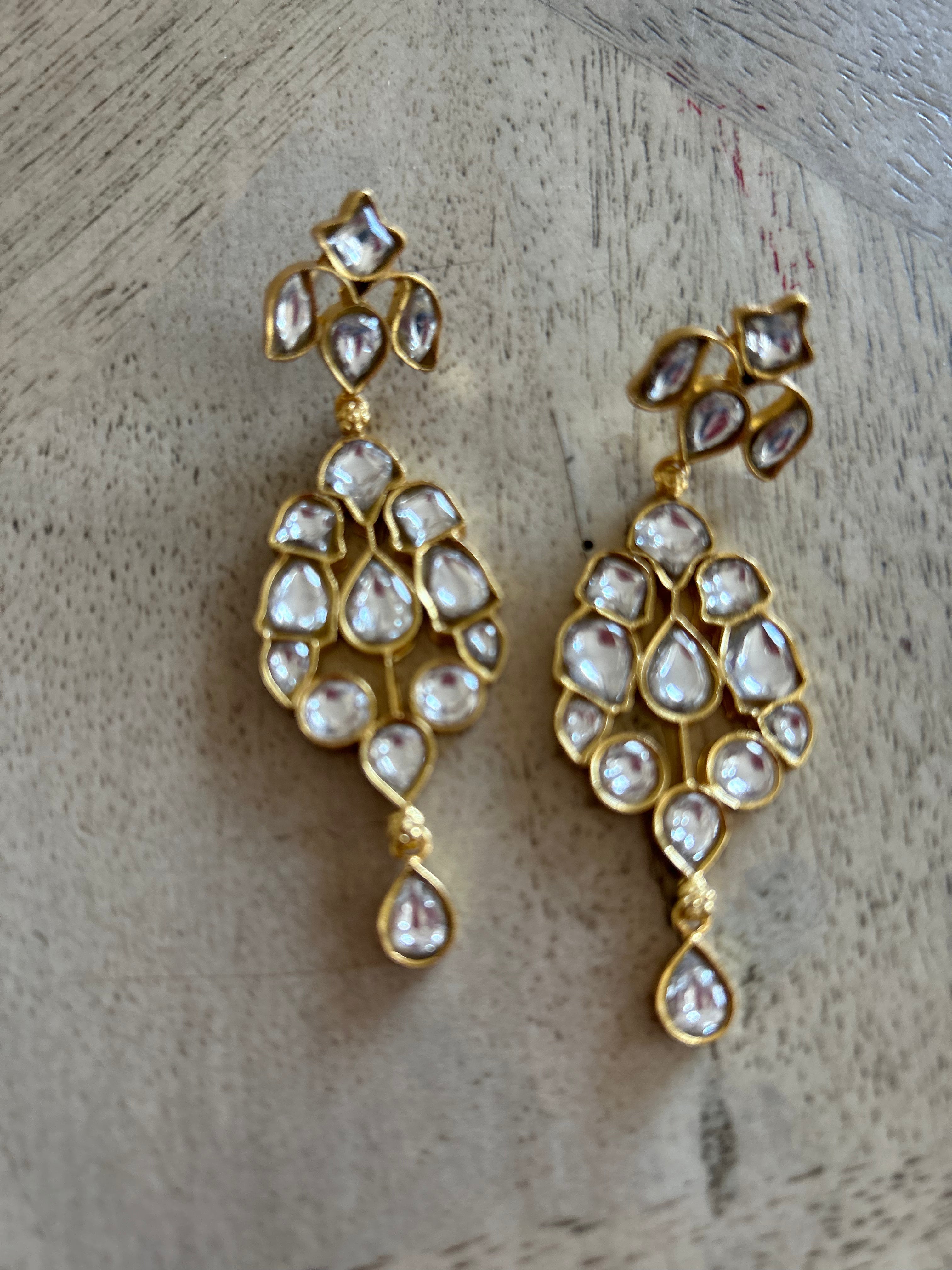 Jadau patti drop earrings