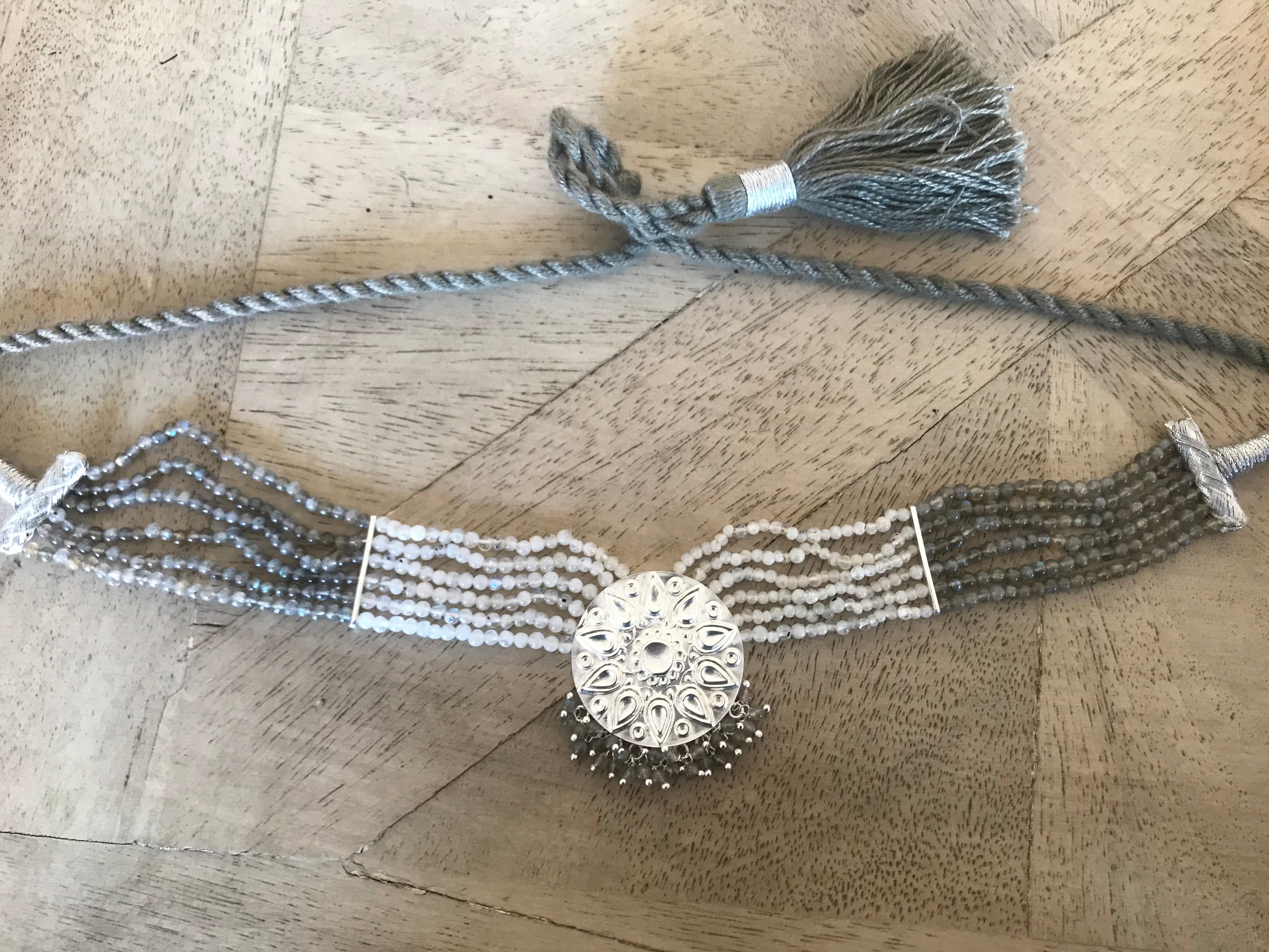 Choker silver semi precious stones