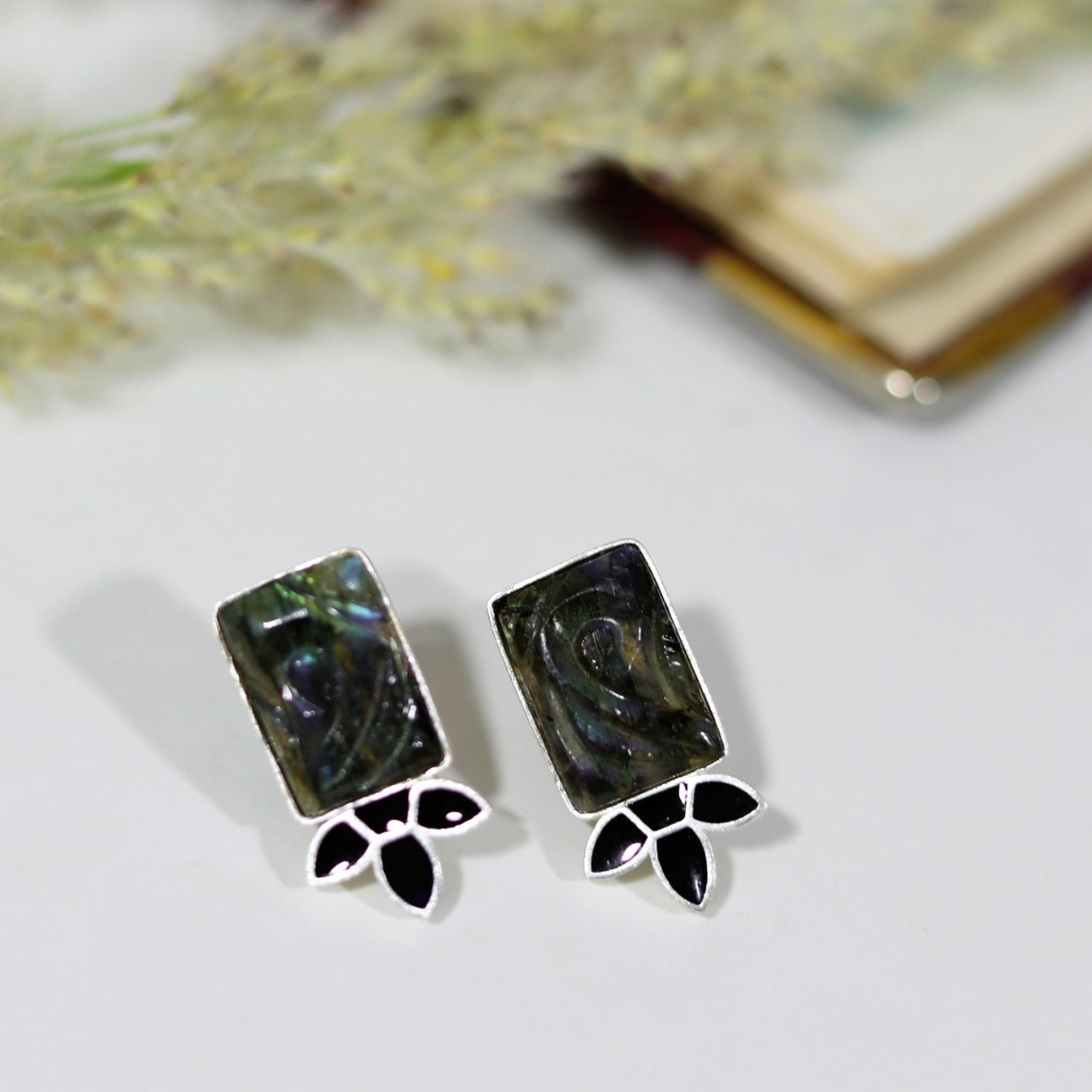 Blue fire labradorite earrings