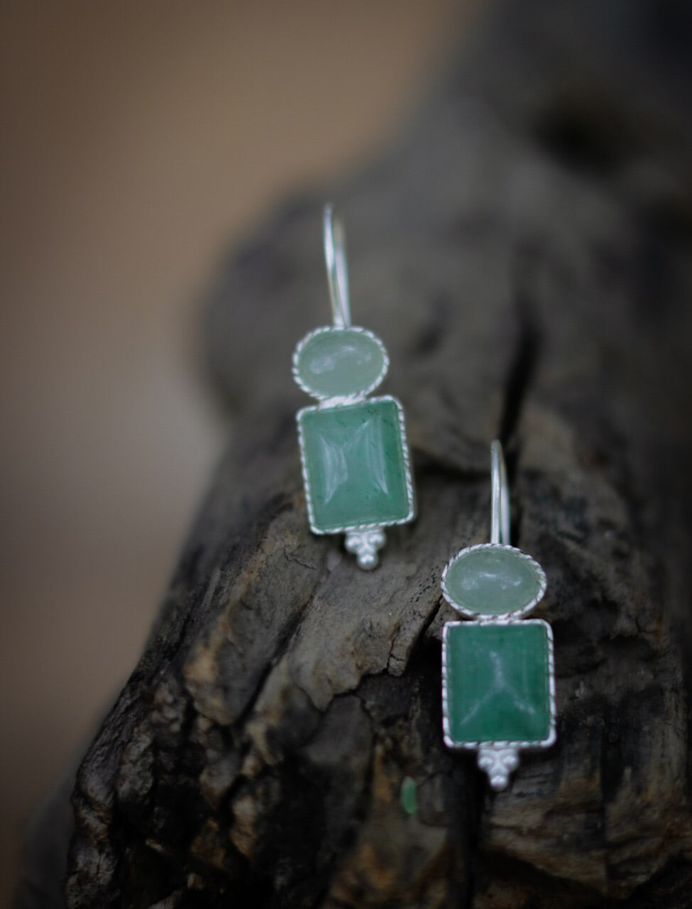 Grapes aventurine silver earrings