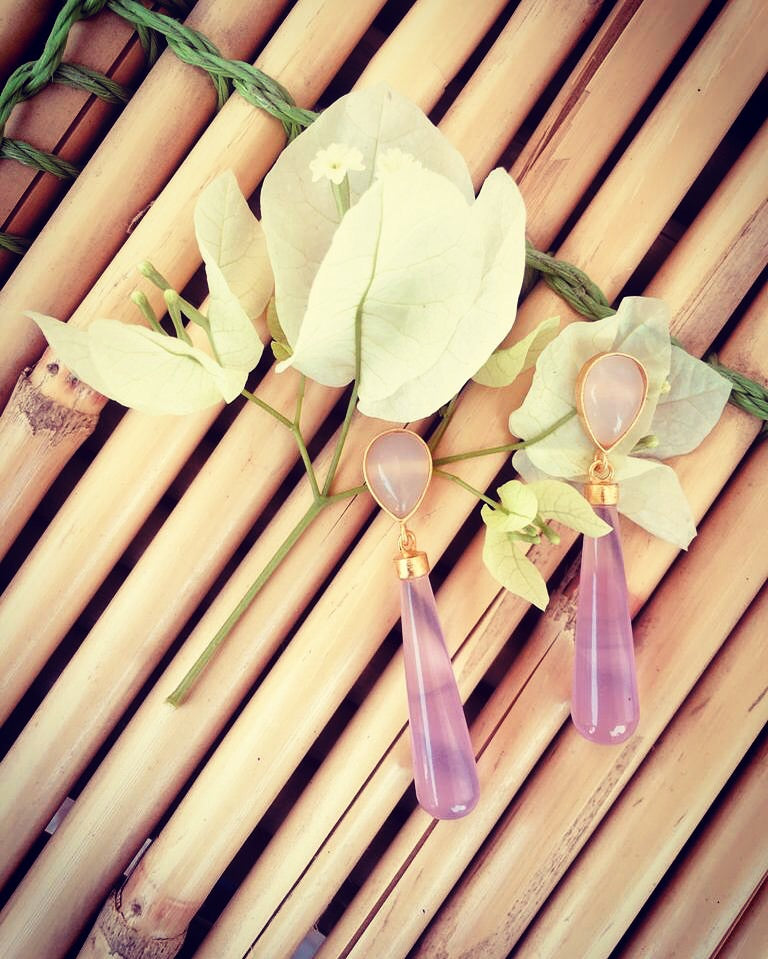 Rose quartz drop earrings