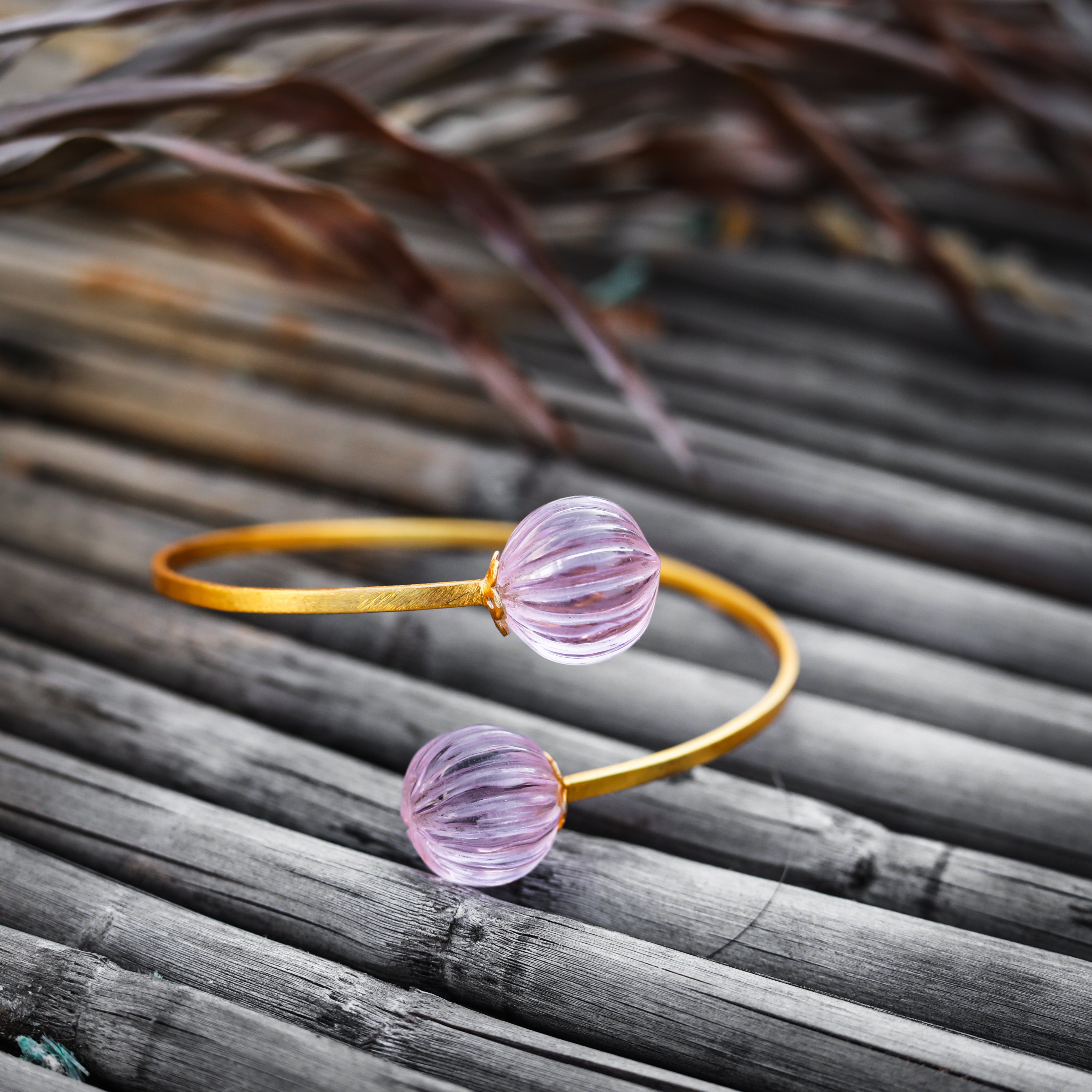 Pink chalcy melon stone bracelet