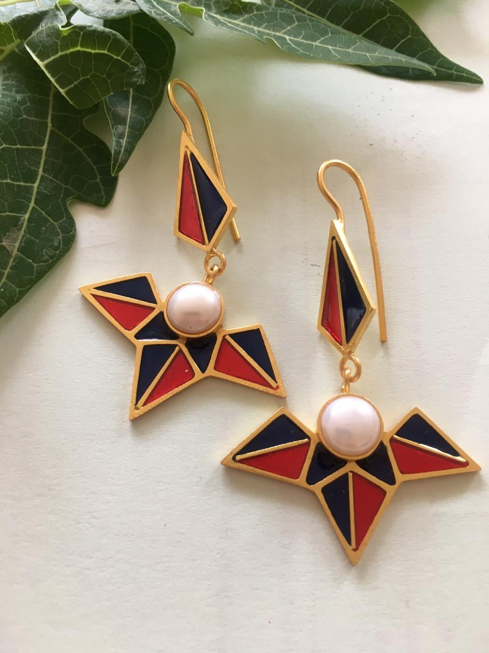 Enamel blue and red