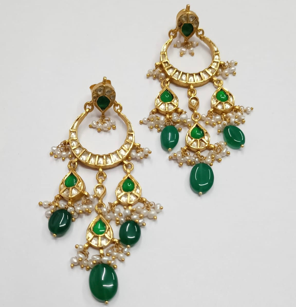 Jadau green hoop earrings