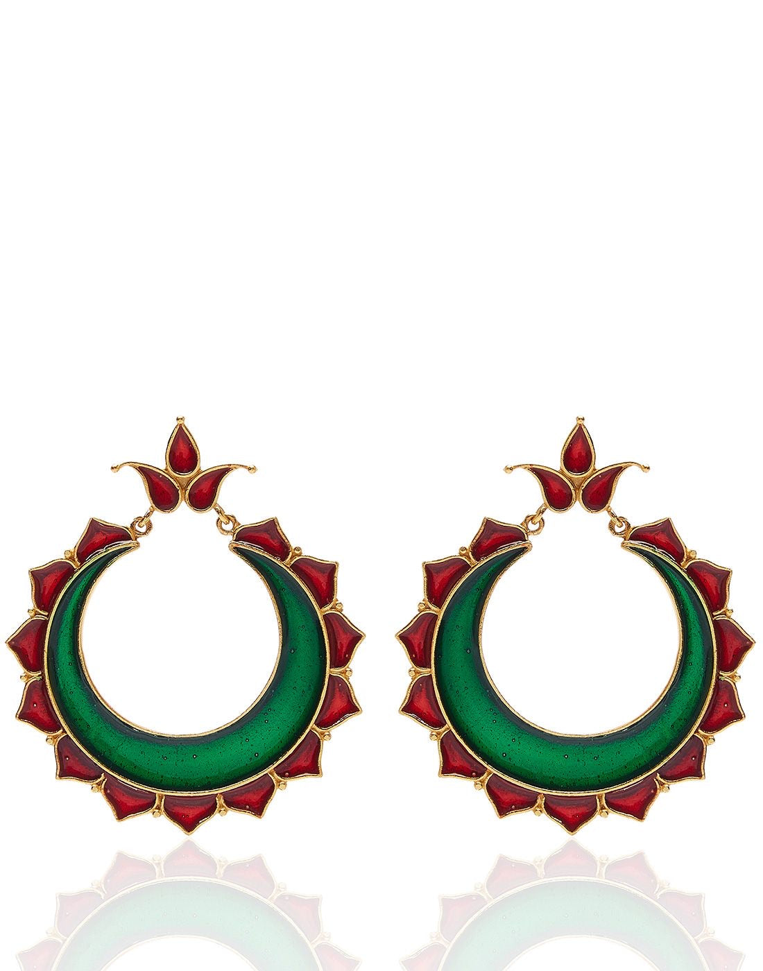 Enamel chandbali hoop earrings