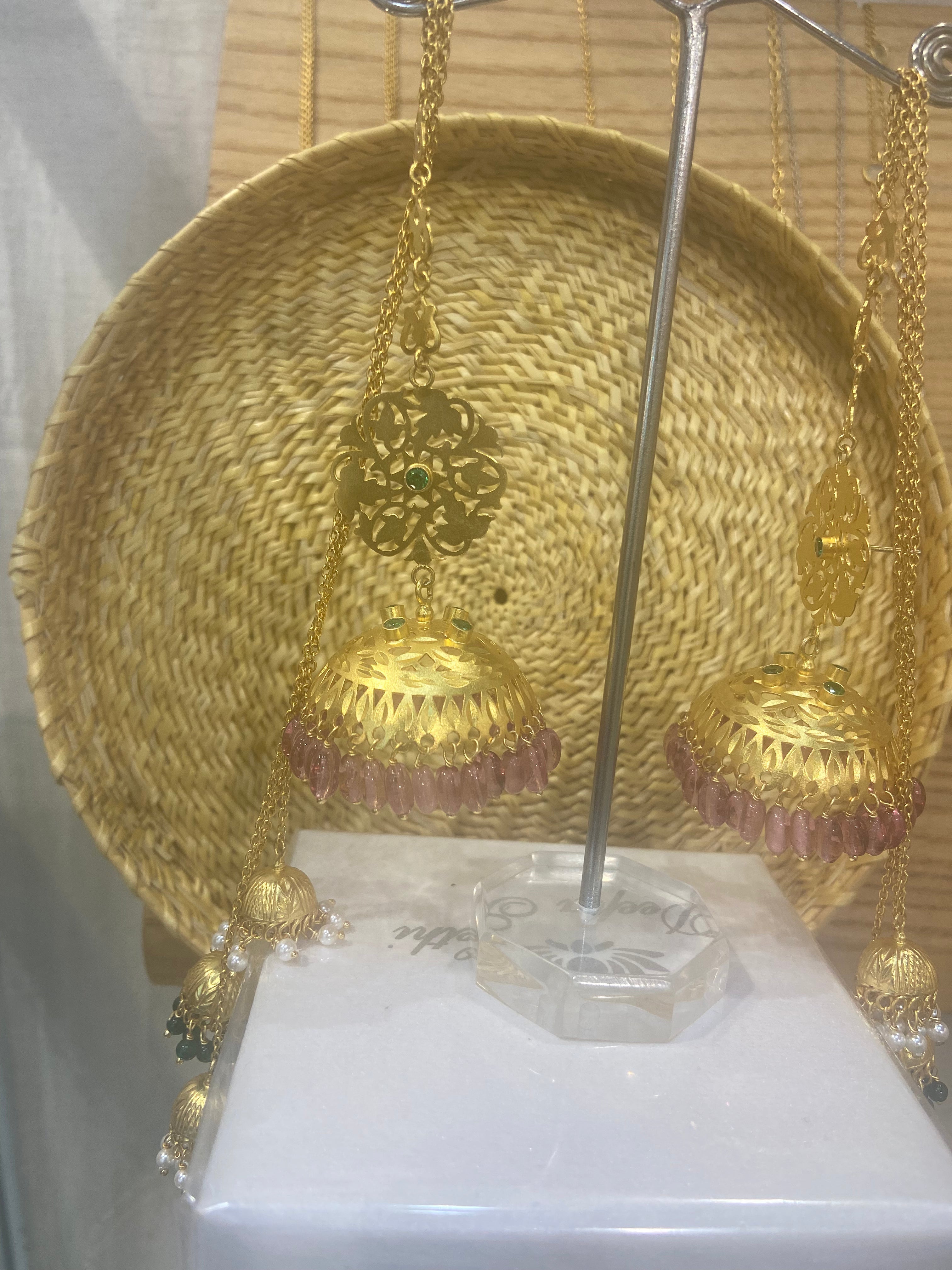 Silver gold Kashmiri Jhumka pop colors