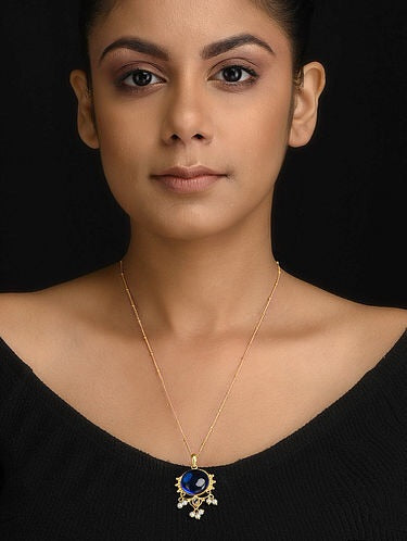 Blue quartz delicate chain with Pendent