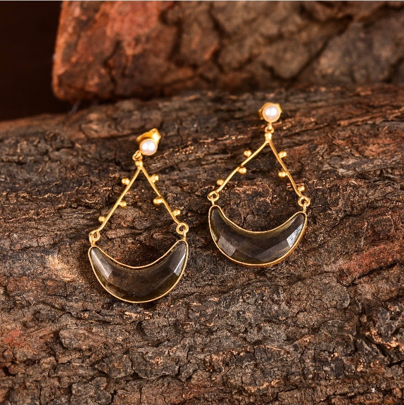 Smokey quartz long earrings