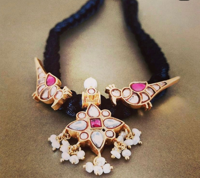 Jadau peacock necklace