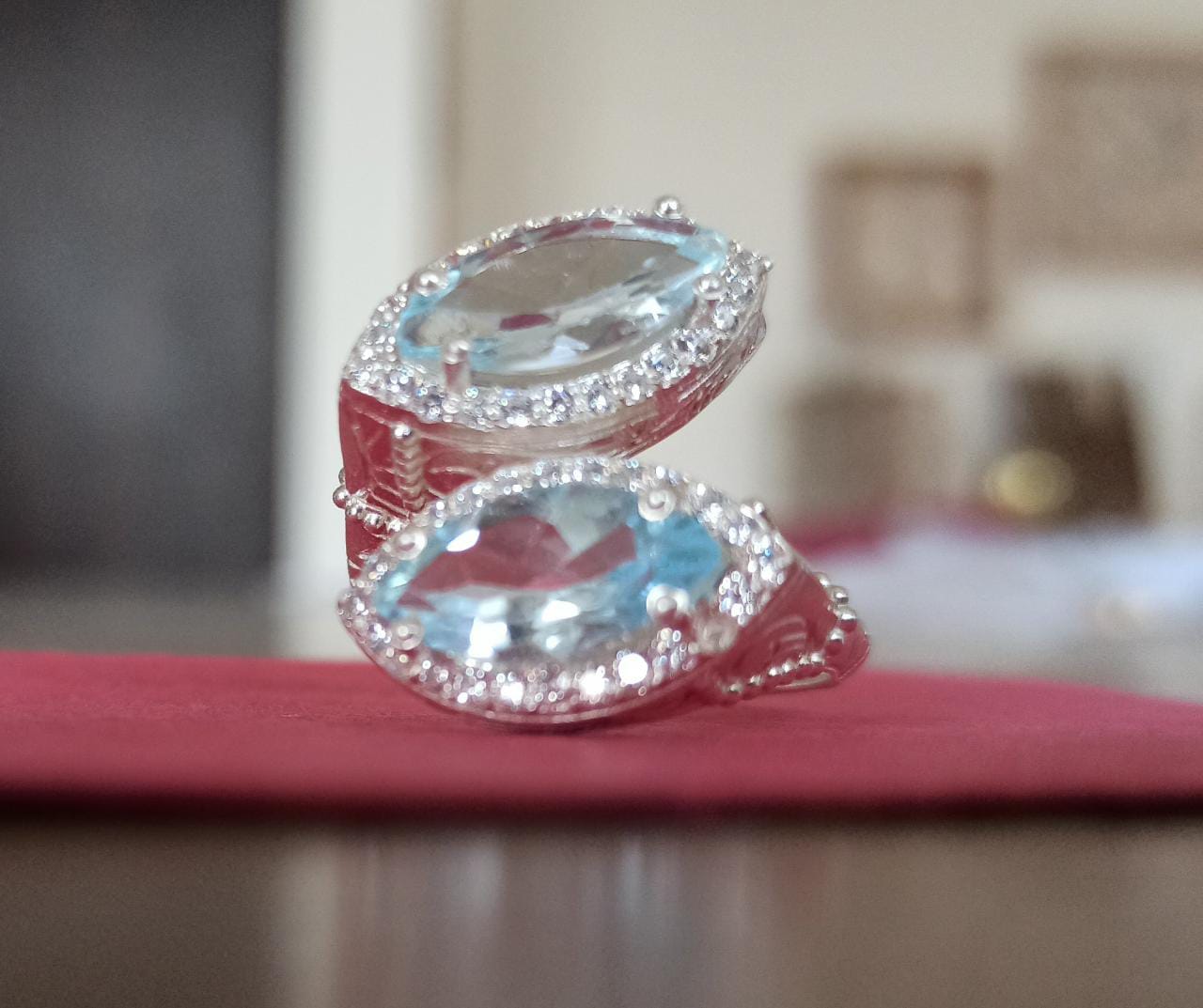 Blue topaz silver ring