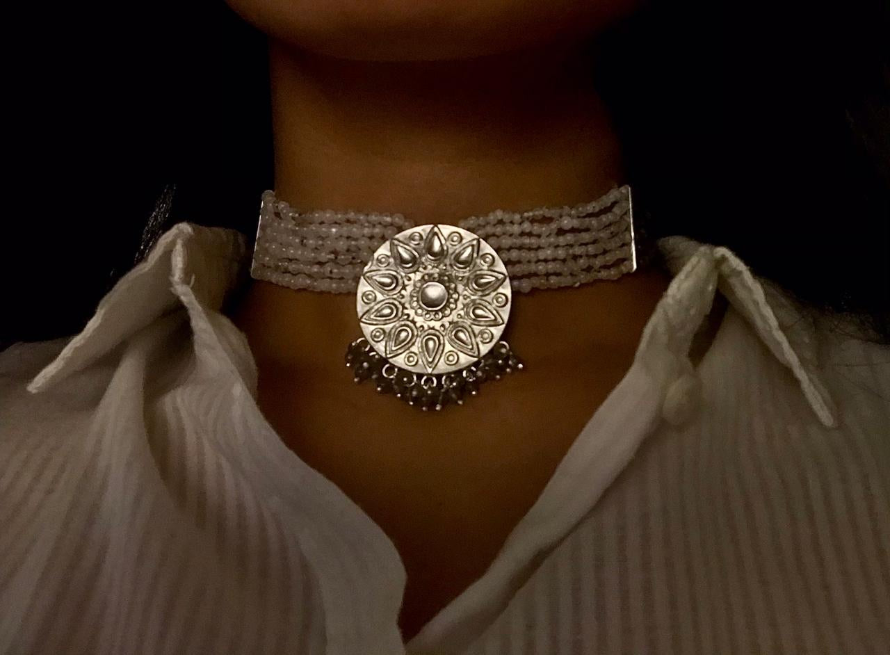 Choker silver semi precious stones