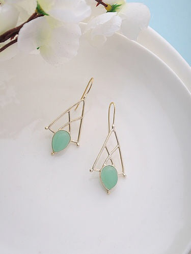 Aquacalcydony geometric earrings