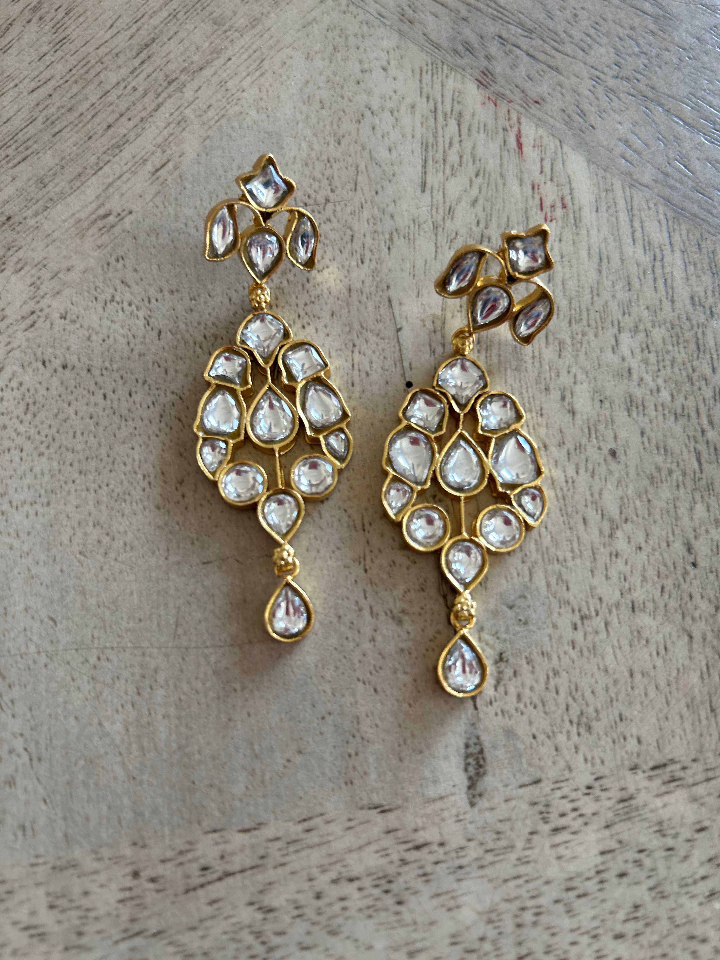Jadau patti drop earrings