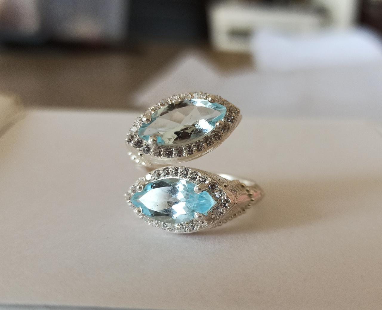 Blue topaz silver ring