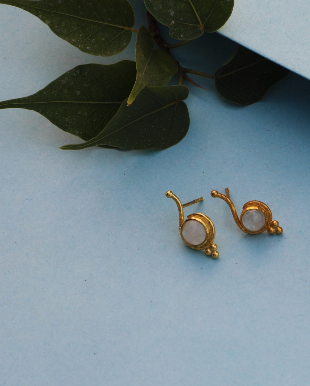 Moonstone ear studs