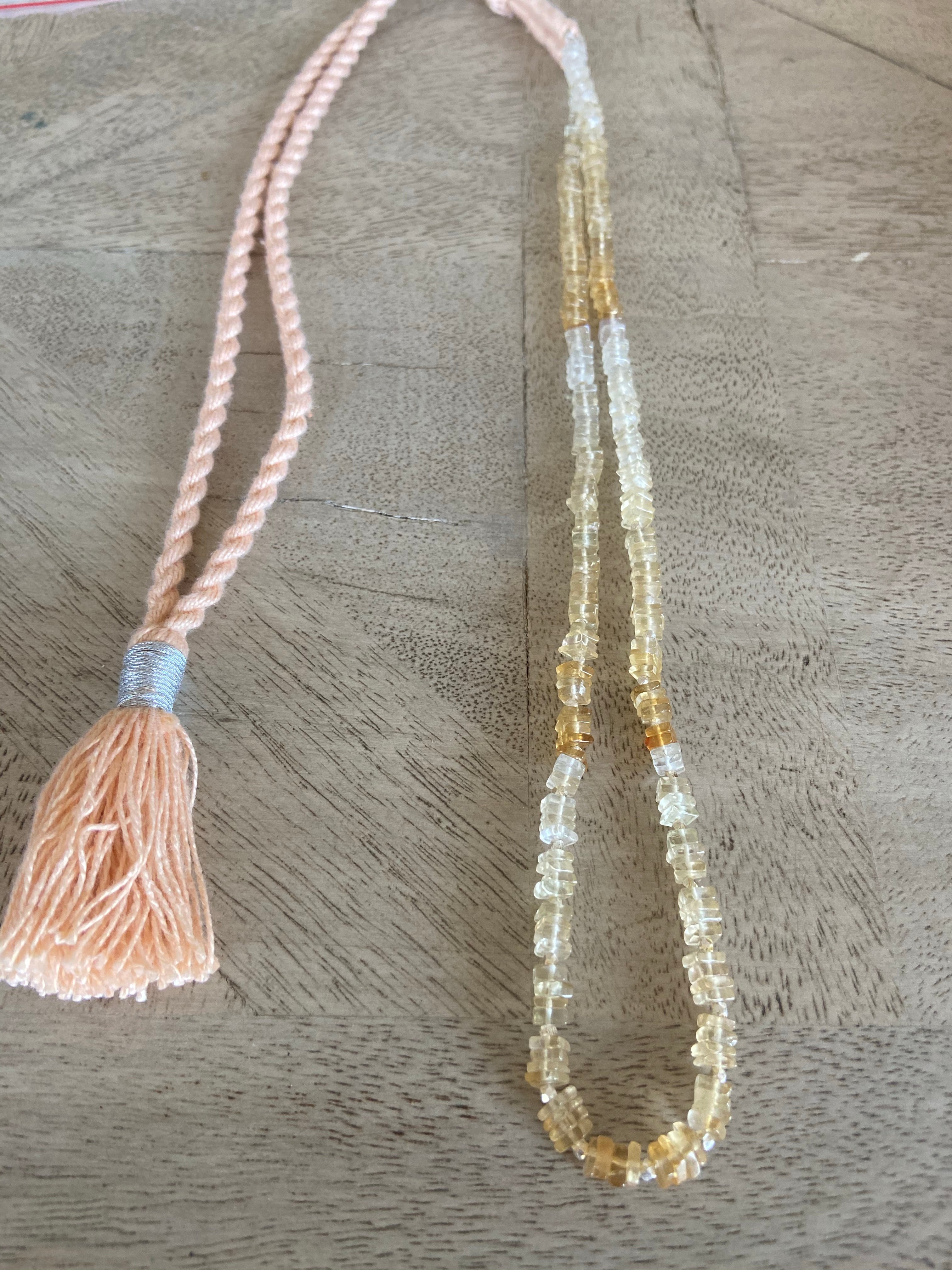 Citrine string with silver balls