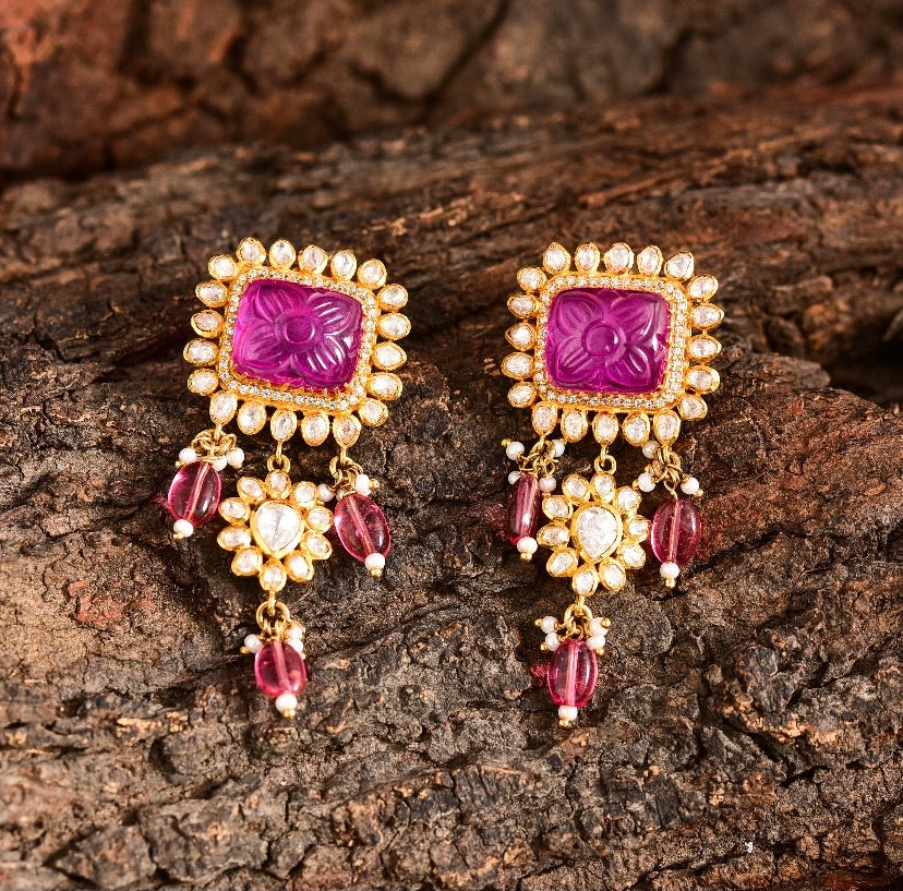 Moissanite Polki earrings