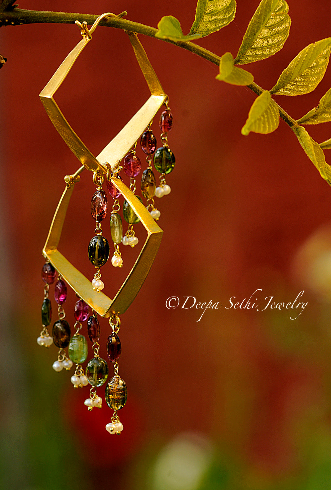 Multi tourmalines hoops