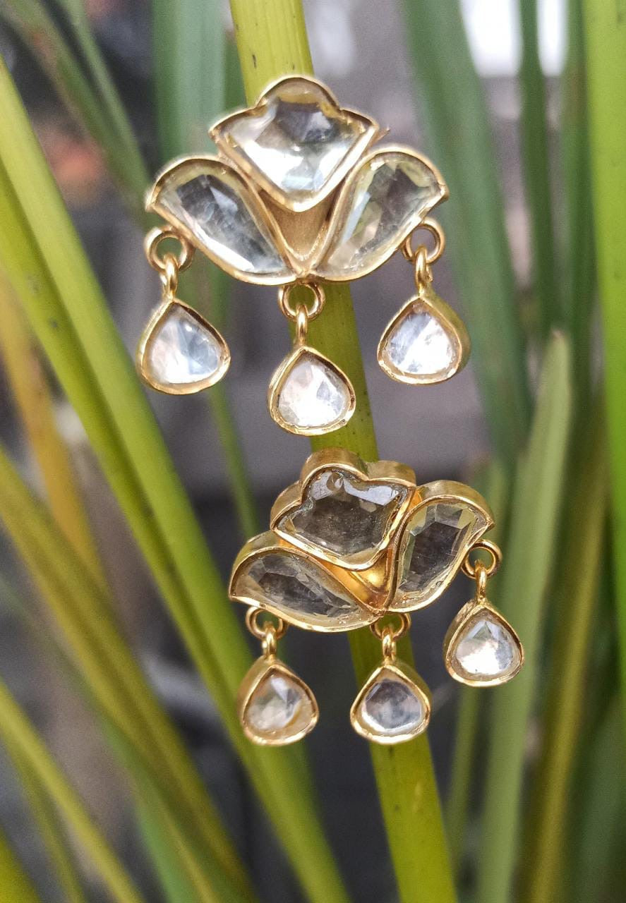 Jadau lotus drop earrings