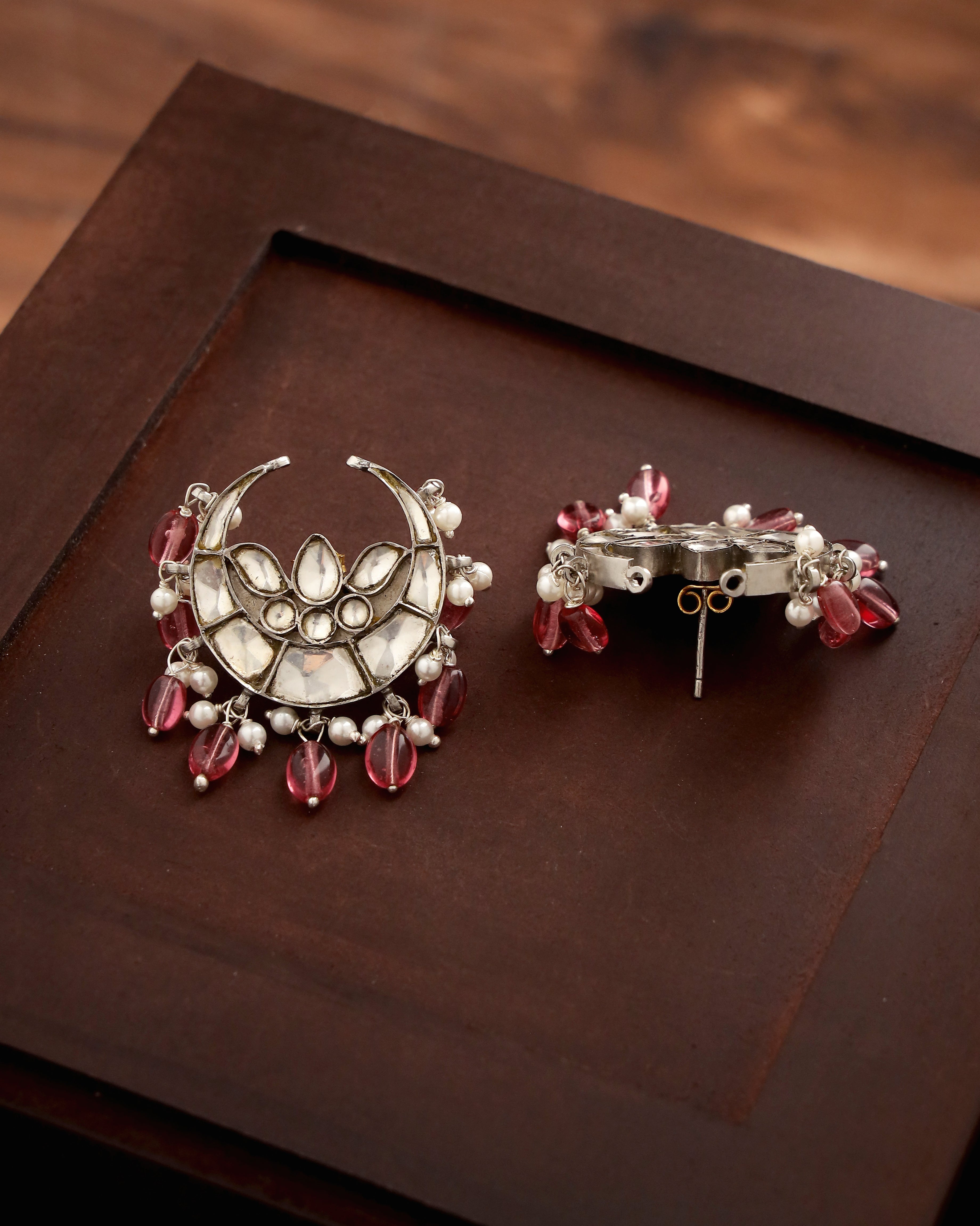 Silver Chand Jadau ear studs