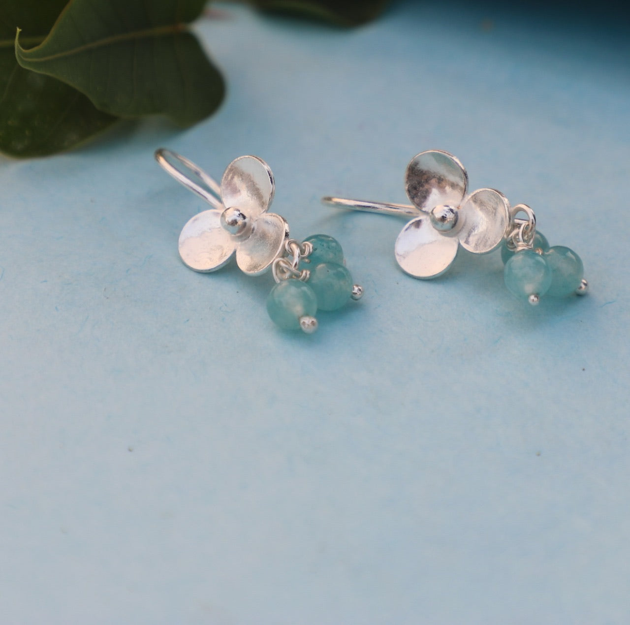 Aqua chalcydony Floret earrings